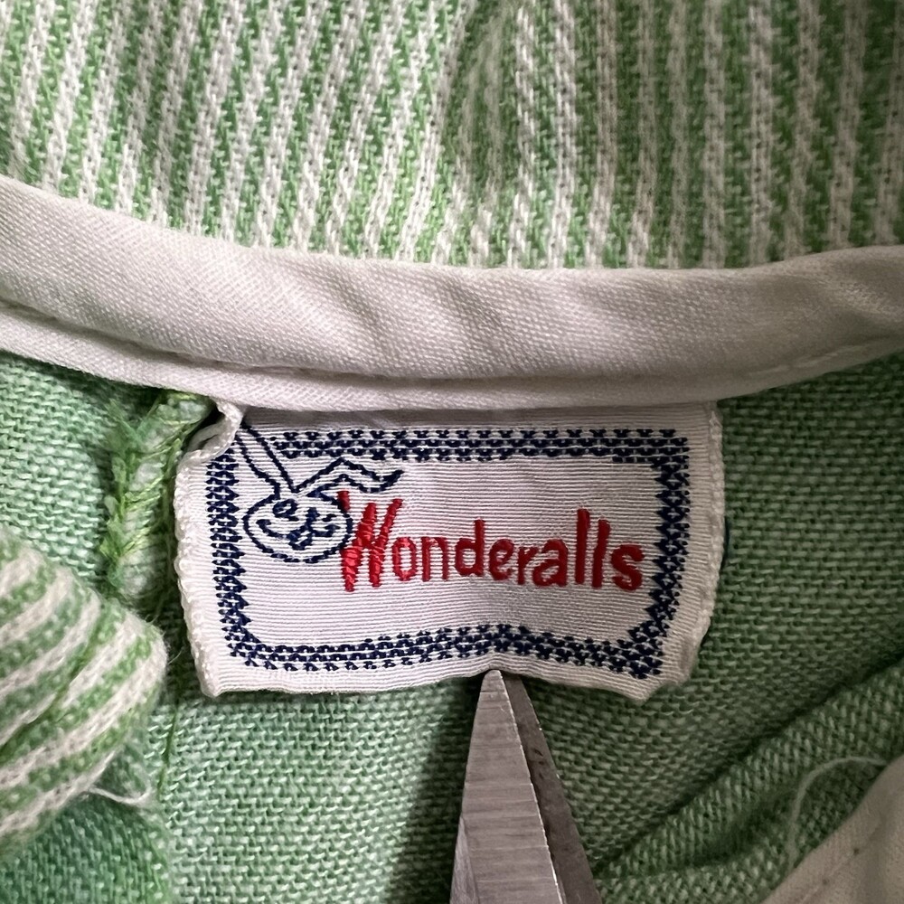 Vintage Wonderalls Baby Romper Green Embroidered One Piece USA Made 12-18M - Picture 11 of 12